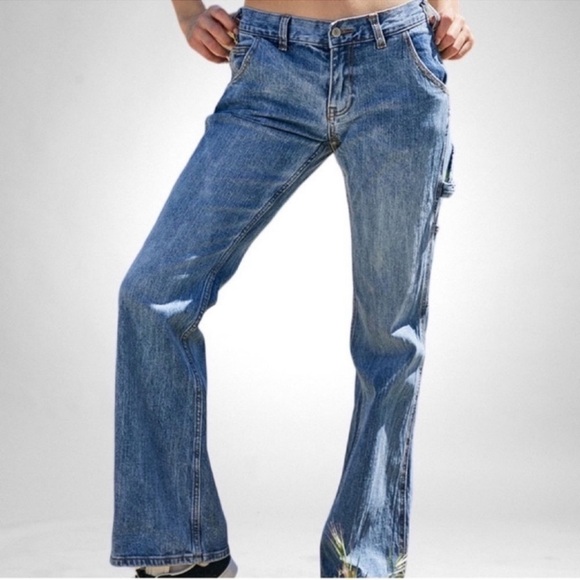 J.Galt Shanghai High Waist Carpenter Jeans Med Wash Blue SZ L - Picture 4 of 10